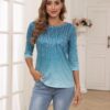 Zeagoo Women's Casual 3/4 Sleeve T-Shirts Round Neck Cute Tunic Tops Basic Tees Blouses Loose Fit Business Work Tee Top