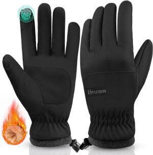 ihuan Winter Waterproof Ski Gloves Men Women, Snow Warm Cycling Cold Weather, Driving Biking Running