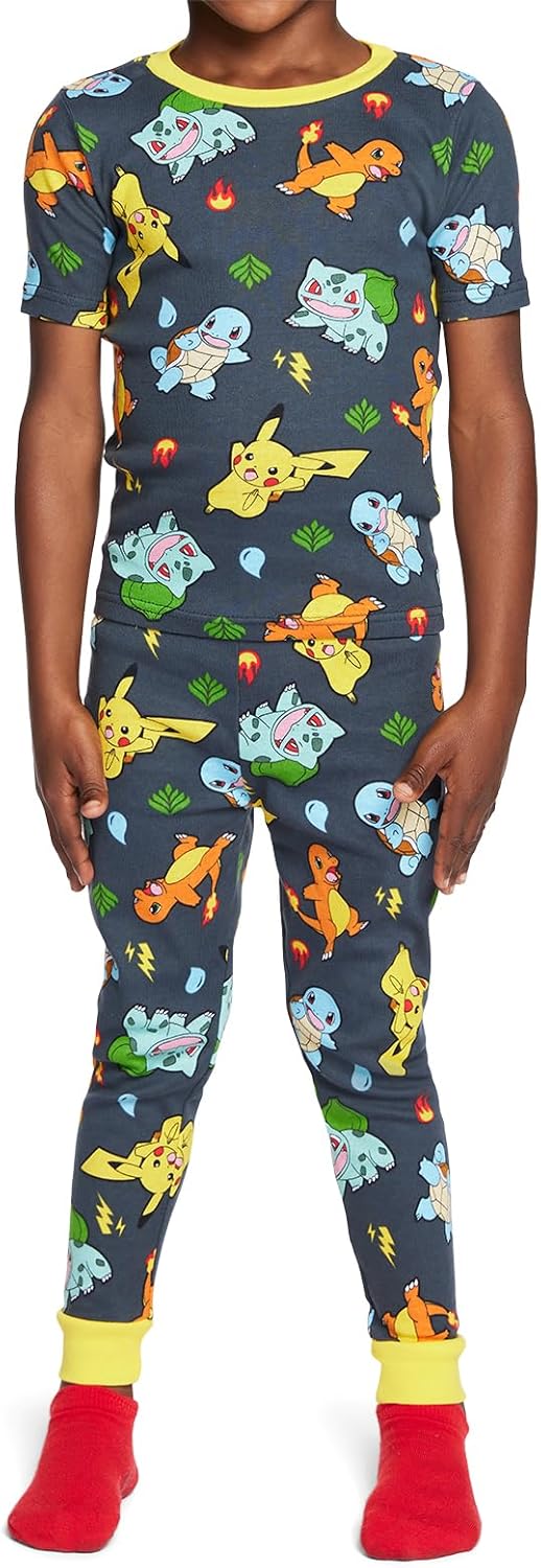 Pokemon Boys' 6-Piece Snug-fit Cotton Pajama Set, Soft & Cute for Kids