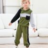 Toddler Baby Boy Clothes Long Sleeve Hooded Pullover Colorblock Sweatshirt + Pants 2Pcs Outfits Set…