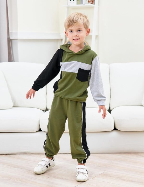 Toddler Baby Boy Clothes Long Sleeve Hooded Pullover Colorblock Sweatshirt + Pants 2Pcs Outfits Set…