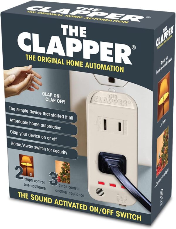 The Clapper, The Original Home Automation Sound Activated Device, On/Off Light Switch, Clap Detection - Kitchen Bedroom TV Appliances - 120v Wall Plug Smart Home Technology, As Seen On TV Home Gift