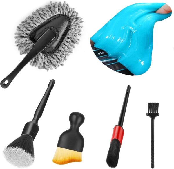 Car Interior Duster Detail Brush Cleaning Gel Kit, Soft Dash Vent Dusting Slime Putty Detailing Brushes Accessories Essentials Supplies Tools for Auto,Truck,SUV,RV