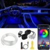 Interior Car LED Strip Lights APP Control, 5 in 1 RGB 16 Million Colors Ambient Lighting Kit with 236 inches Fiber Optic, Music Mode Inside Car Lighting Accessories