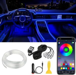 Interior Car LED Strip Lights APP Control, 5 in 1 RGB 16 Million Colors Ambient Lighting Kit with 236 inches Fiber Optic, Music Mode Inside Car Lighting Accessories