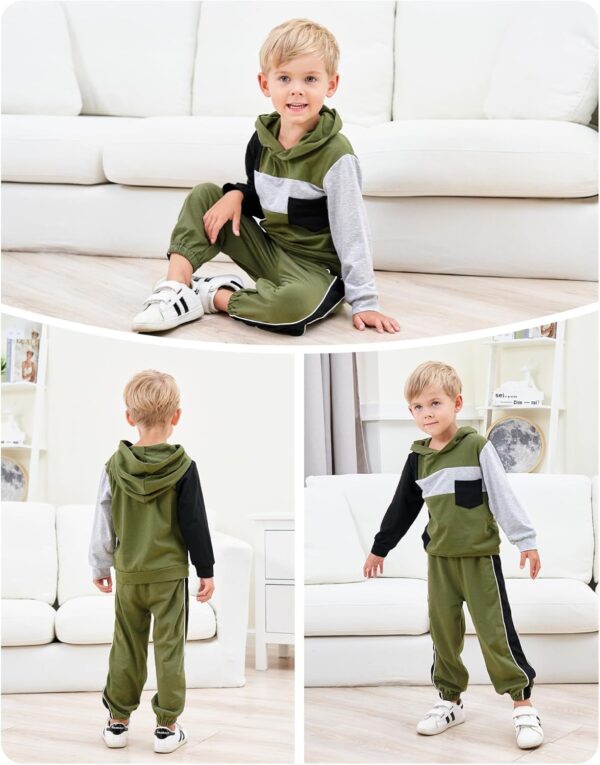 Toddler Baby Boy Clothes Long Sleeve Hooded Pullover Colorblock Sweatshirt + Pants 2Pcs Outfits Set…