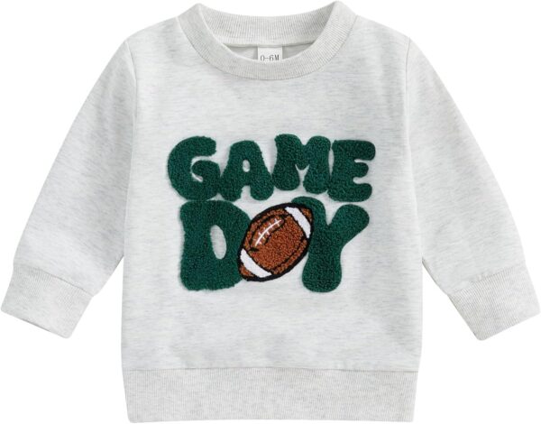 Toddler Baby Girl Boy Fall Clothes Football Game Day Sweatshirt Tops Crewneck Pullovers Shirt Kids Football Outfit