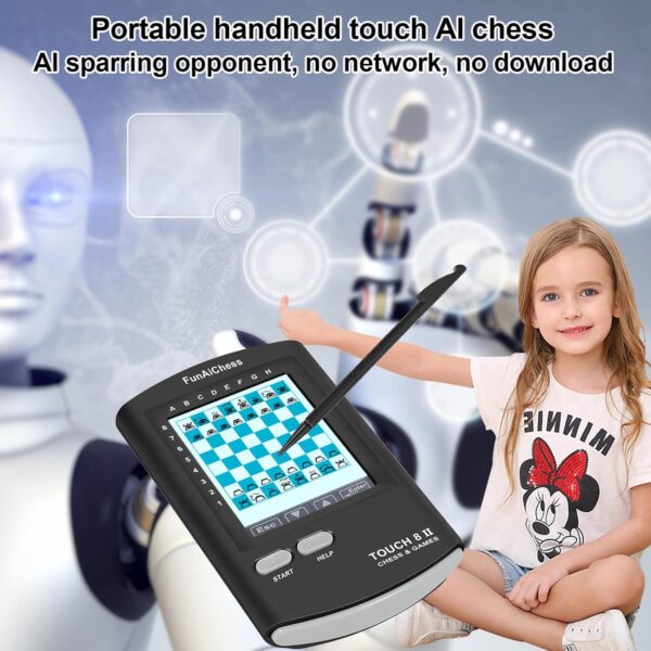 Handheld Electronic Chess Board 8 in 1 Touch Chess Computer Game Ai Chess Up Smart Electronic Chess Set for Adults, Kids,and Beginners Learn and Travel with Stylus Large LCD Display Gift