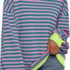 Trendy Queen Oversized Sweatshirt for Women 2024 Fall Crewneck Striped Long Sleeve Shirts Hoodies Preppy Top Y2K Outfits