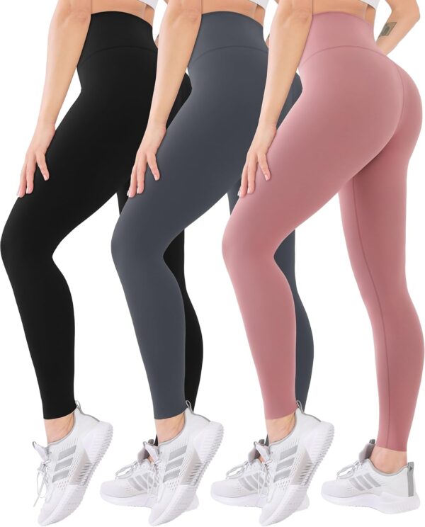 Blisset 3 Pack High Waisted Leggings for Women-Soft Athletic Tummy Control Pants for Running Yoga Workout Reg & Plus Size