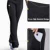 Girls' Leggings Cross Flare Pants with Pockets Black Soft Stretchy High Waisted Pants for Kids Child Yoga Dance