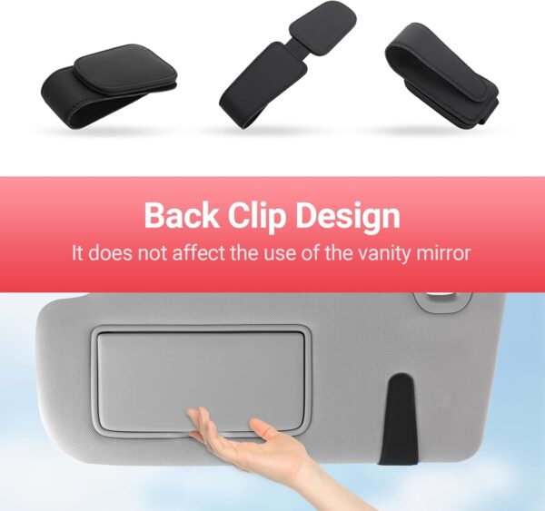 Sunglass Holder for Car Visor Sunglasses Clip Magnetic Leather Glasses Eyeglass Holder Truck Interior Car Accessories for Woman Man -Black