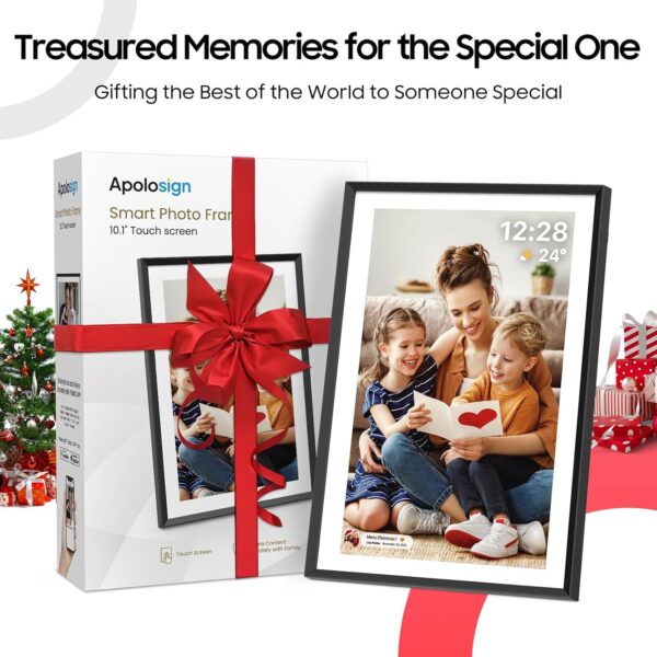 ApoloSign Digital Picture Frame 10.1 inch, Frameo Digital Photo Frame, WiFi Electronic Frame with 32GB Storage, 1280x800 HD IPS Touch Screen, Auto-Rotate, Slideshow, Share Photos/Videos Instantly