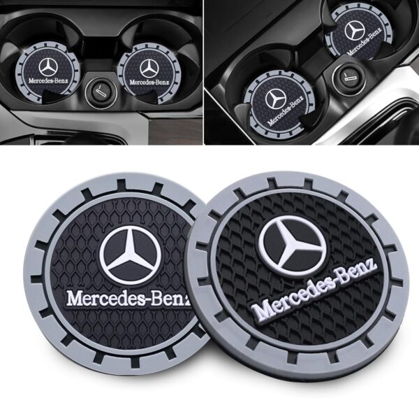 Car Cup Coaster Compatible with Mercedes Benz A-Class C-Class CLA CLS AMG GLC GLE GLS Recessed Silicone Cup Holder Coaster Interior Accessories 2.75in 2Pieces