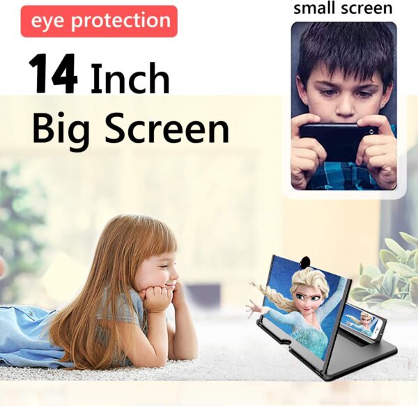 Smartphone Screen Magnifier Stand 14 Inch 3D Foldable Amplifier Stand Holder for Cell Phone Adjustable Angle for Families Mom Dad