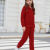 Arshiner Girls 2 Piece Outfits Sweatsuit Set Half Zip Lapel Collar Long Sleeve Sweatshirt Sweatpant Tracksuit Sets