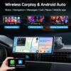 10.26" Wireless Apple Carplay Screen for Car, Secure Strong Bracket, Portable Apple CarPlay& Android Auto Car Stereo with GPS Navigation, Bluetooth, Mirror Link, Voice Control,Fits All Vehicles