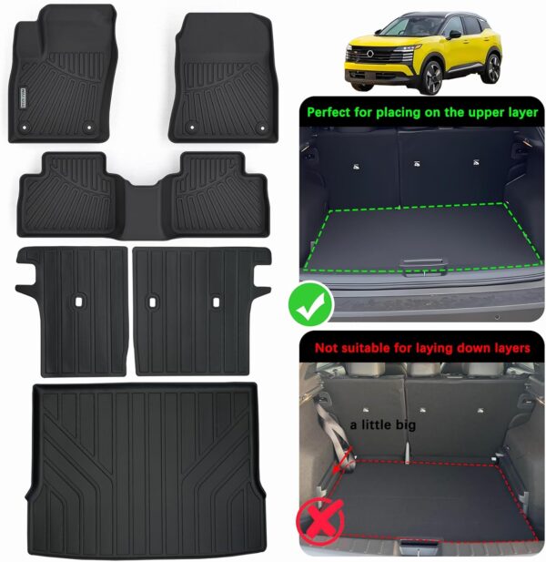 Floor Mats & Trunk Mat & Backrest Mat for 2025 Nissan Kicks,TPE All Weather Protection 2 Rows Car Floor Mats with Trunk Mat with Velcro Rear Seats Backrest