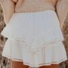 Flowy Shorts for Women Casual Boho Ruffle Tiered Skorts High Waist Mini Skirts Golf Tennis Crochet Shorts