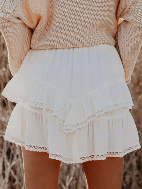 Flowy Shorts for Women Casual Boho Ruffle Tiered Skorts High Waist Mini Skirts Golf Tennis Crochet Shorts