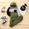 Toddler Baby Boy Clothes Long Sleeve Hooded Pullover Colorblock Sweatshirt + Pants 2Pcs Outfits Set…