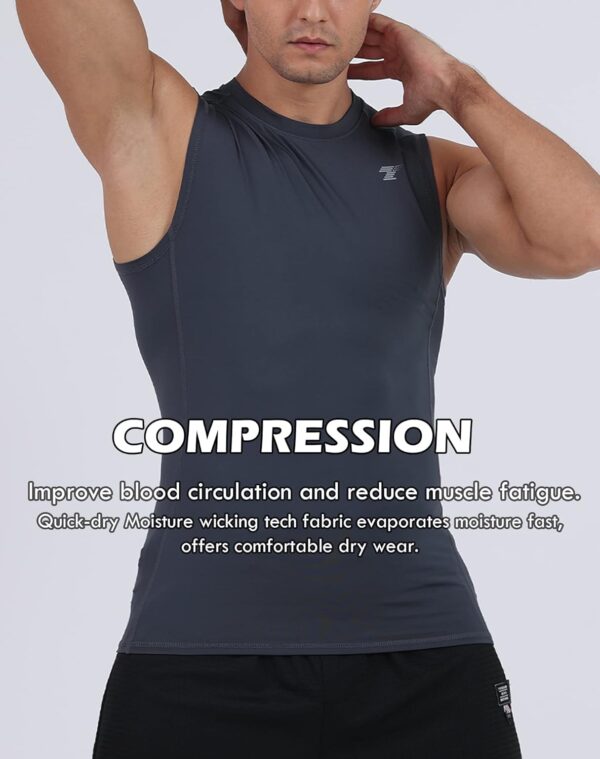 TELALEO 5 Pack Men's Athletic Compression Shirts Sleeveless Workout Tank Top Sports Base Layer Running Basketball