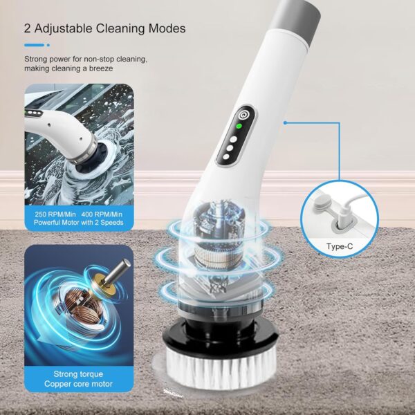 Shower Cleaner - Bathroom Cleaner -kitchen gadgets- Electric Spin Scrubber - Christmas day Gifts for Women Electric Scrubber for Cleaning with 7 Replaceable Heads White Elephant Gifts for Adults women