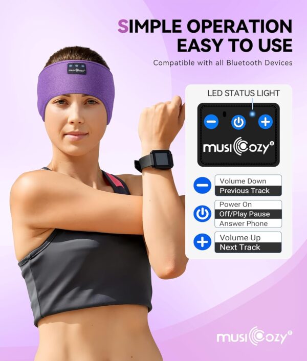 MUSICOZY Bluetooth 5.2 Headband Sleep Headphones Headband Headphones Sports Wireless Music Earphones Eye Mask Earbuds for Workout Running Travel Yoga Mom Women Cool Gadgets Unique Gifts