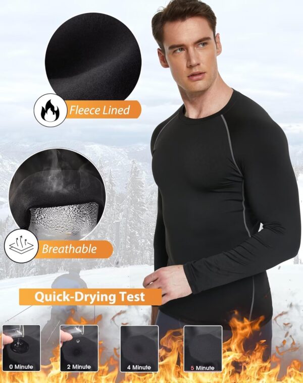 5 or 4 Pack Men's Thermal Compression Shirt Fleece Lined Long Sleeve Athletic Base Layer Cold Weather Gear Workout Top