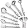 Zulay Kitchen Stainless Steel Cooking Utensil - Stainless Steel Kitchen Utensil - Durable Kitchen Gadgets - Metal Kitchen Accessories - Easy to Clean Kitchen Tools - 8 Piece Set