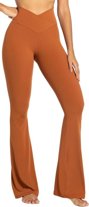 Sunzel Flare Leggings, Crossover Yoga Pants with Tummy Control, High-Waisted and Wide Leg