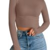 Trendy Queen Womens Long Sleeve Crop Tops Basic Slim Fitted Shirts Fashion 2025 Going Out Y2k Tops Teen Girl Clothes