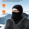 AstroAI Balaclava Ski Mask Winter Fleece Thermal Face Mask Cover for Men Women Warmer Windproof Breathable, Cold Weather Gear for Skiing, Outdoor Work, Motorcycling, Snowboarding, Black-M, 21.5-23"