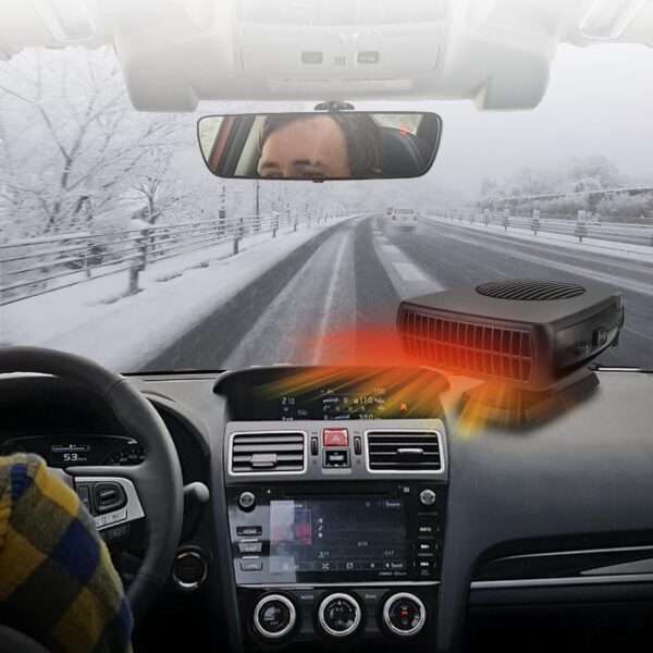 200W Car Heater, 12V Car Heater That Plugs into Cigarette Lighter, Portable Car Heaters and Car Defroster Windshield Defogger, Heater for Car with 360 Degree Rotary Base