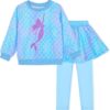 Kids 2 Piece Outfits Girls Stylish Tops Long Sleeve Fashion Sweatshirts and Sweatpants, Girls Clothes Set Size 4-9