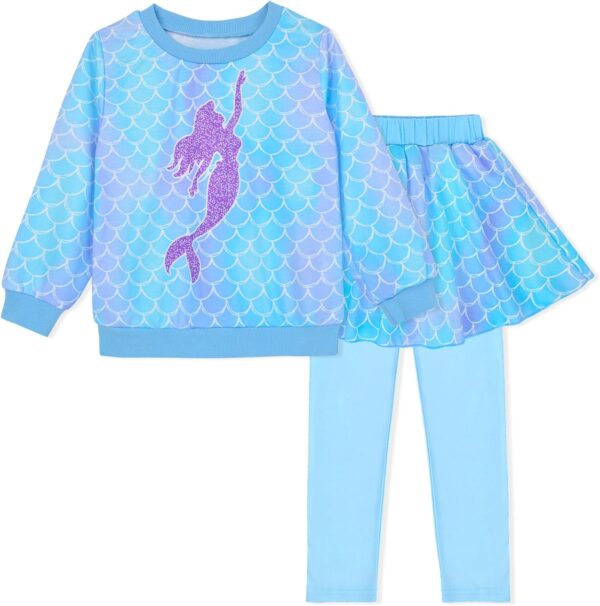 Kids 2 Piece Outfits Girls Stylish Tops Long Sleeve Fashion Sweatshirts and Sweatpants, Girls Clothes Set Size 4-9