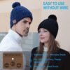 beanie MUSICBEE Bluetooth V5.2 Wireless Knit Winter Cap, 24 Hour Play time, Built-in Microphone and HD Stereo Speakers, Wool Lined for Outdoor Homes and Gifts - Neutral (Charcoal)