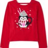 The Children's Place Girls' Long Sleeve Graphic Top with Back Detail