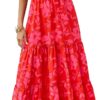 PRETTYGARDEN Women's Summer Floral Maxi Dress Knot One Shoulder Sleeveless Ruffle Flowy Boho Beach Wedding Guest Dresses