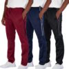 Real Essentials 3 Pack: Men's Active Athletic Casual Tricot Open Bottom Sweatpants with Pockets (Available in Big & Tall)