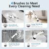 TUYU Electric Spin Scrubber, Full-Body IPX7 Waterproof Bathroom Scrubber with Power LCD Display, Adjustable Extension Handle, Cordless Shower Cleaner Brush for Bathtub Kitchen Wall Cleaning