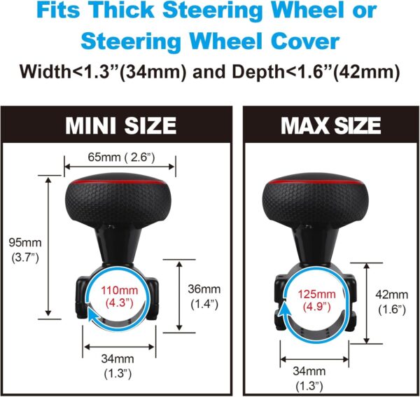 Hypersonic Large Steering Wheel Knob Driving Knob for Thick Steering Wheels Steering Wheel Spinner for Cars, Trucks, Tractors, Forklifts, Mowers, etc