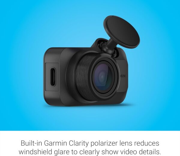 Garmin Dash Cam™ Mini 3, Ultracompact 1080p HD Dash Cam with a 140-degree Field of View, Built in Clarity™ Polarizer, Voice Controlled, Automatic Recording