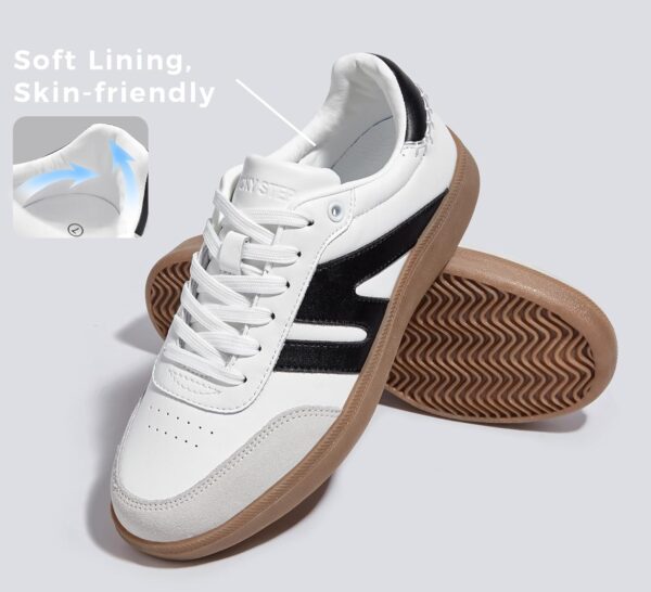 LUCKY STEP Women Classic Retro Gum Sole Fashion Sneakers Casual Tennis Skate Shoe Genuine Leather Walking Footwear Anti Slip Trainers