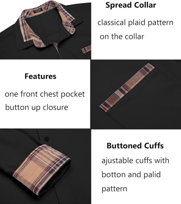 COOFANDY Men's Long Sleeve Dress Shirt Plaid Collar Casual Button Down Shirts