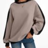 Trendy Queen Womens Oversized Sweatshirts Crewneck Hoodies Color Block Long Sleeve Pullover Fall Cute Top Fleece Clothes