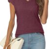 AUTOMET Womens V Neck Cap Sleeve Tshirts Casual Tops Cute T Shirts Summer Clothes Vintage Basics Tee