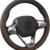 HOTOR Car Steering Wheel Cover - Universal Car Accessory for Diverse Cars, Durable Leather Cover with Anti-Slip Lining, for Steering Wheel with a Diameter of 14.5"-15", Brown