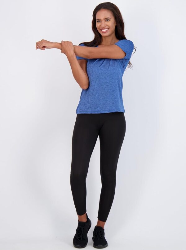 Real Essentials 5 Pack: Women's Short Sleeve V-Neck Activewear T-Shirt Dry-Fit Wicking Yoga Top (Available in Plus)