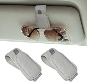 Yuoyar 2 Packs Magnetic Sunglass Holder for Car Visor - Universal Sunglasses Clip for Different Size Eyeglasses - Convenient Interior Car Accessories (2, Grey)